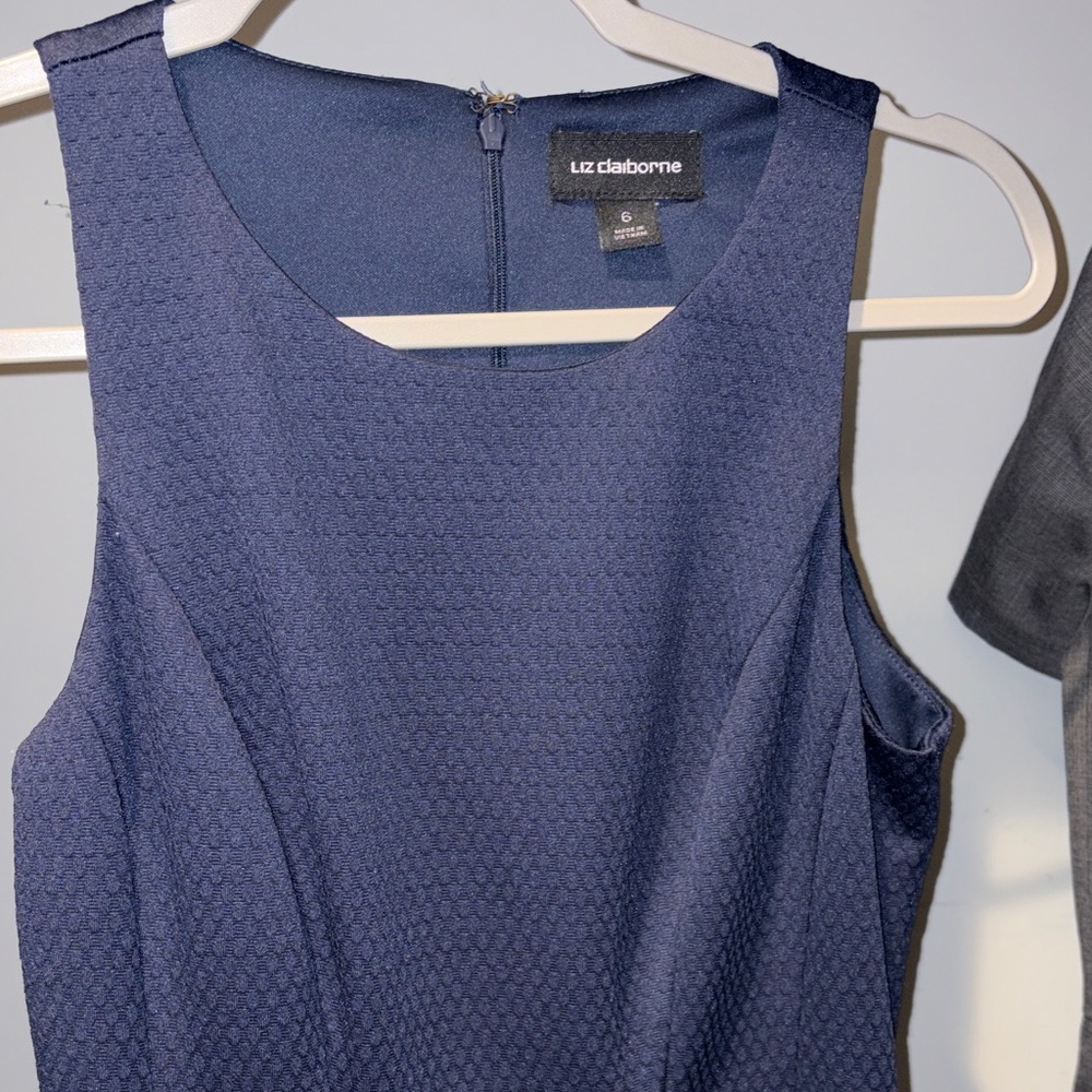 Liz Claiborne Textured Navy Midi Dress